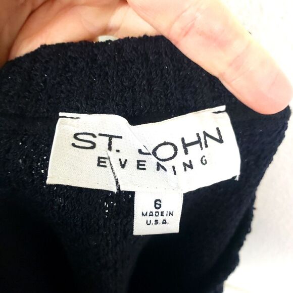 Women's Designer St. John Evening Black Santana Knit Pencil Skirt Size 06 - Picture 6 of 8